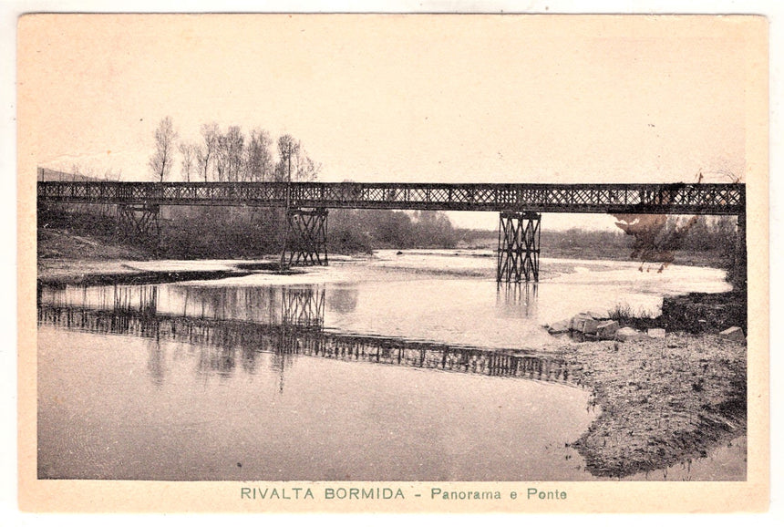 Cartolina antica Rivalta Bormida panorama del ponte