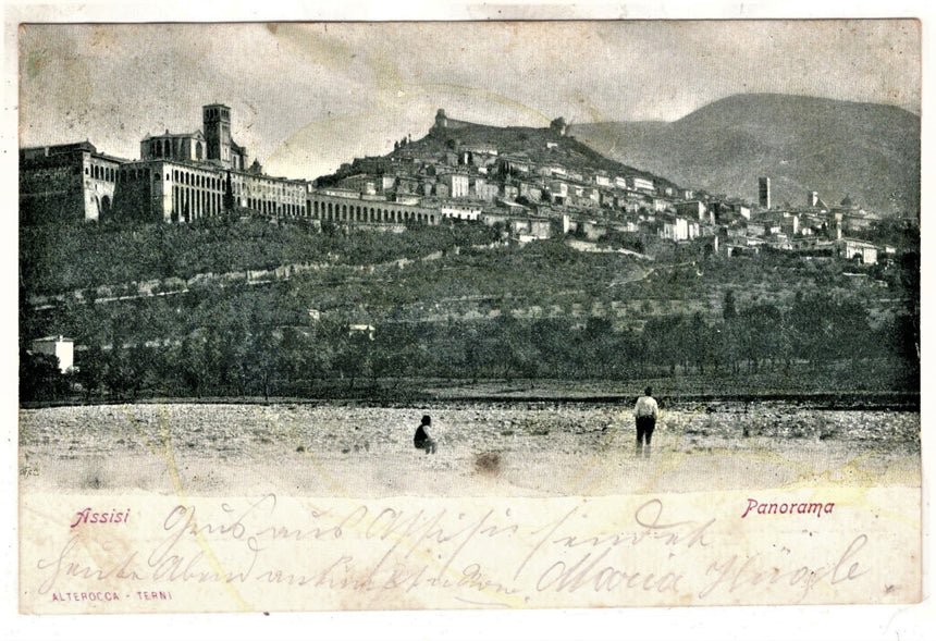 Cartolina antica Assisi panorama