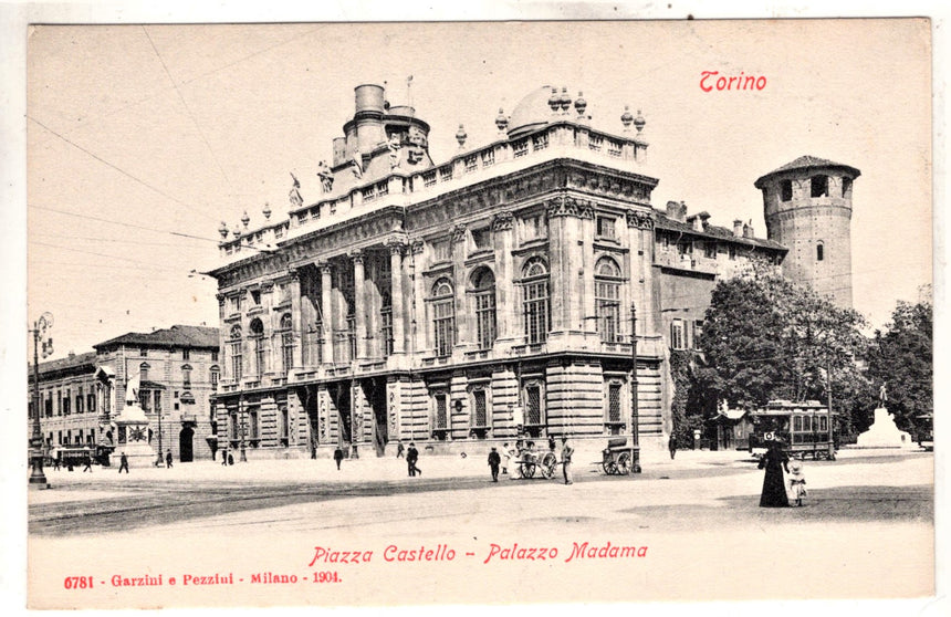 Cartolina antica Torino piazza Castello palazzo Madama