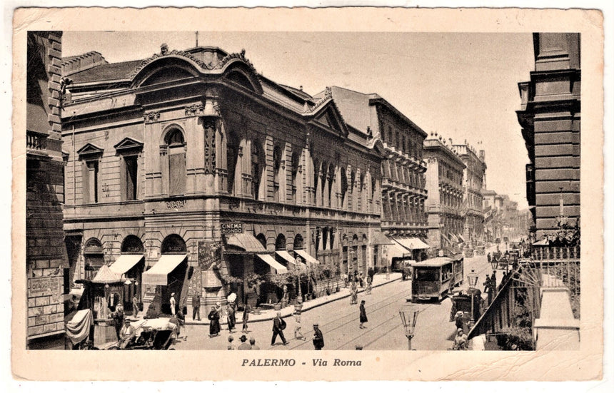 Cartolina antica Palermo via Roma