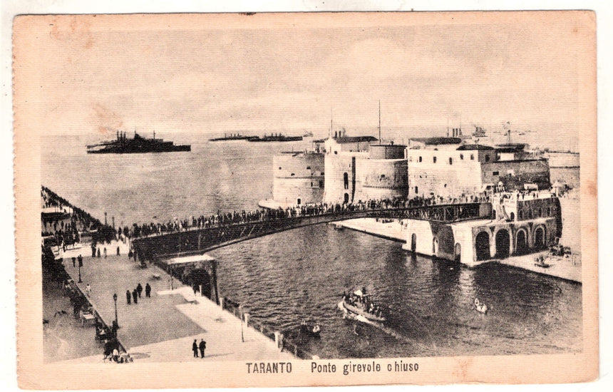 Cartolina antica Taranto porto girevole