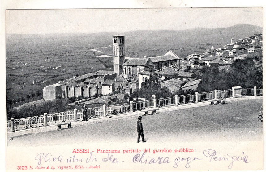 Cartolina antica Assisi panorama