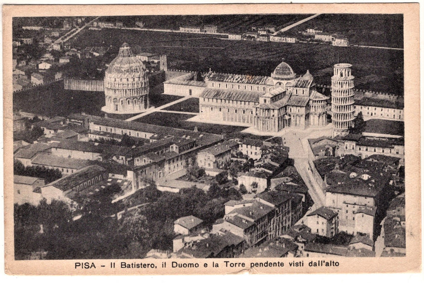 Cartolina antica Pisa il Battistero il Duomo la Torre vista dall alto