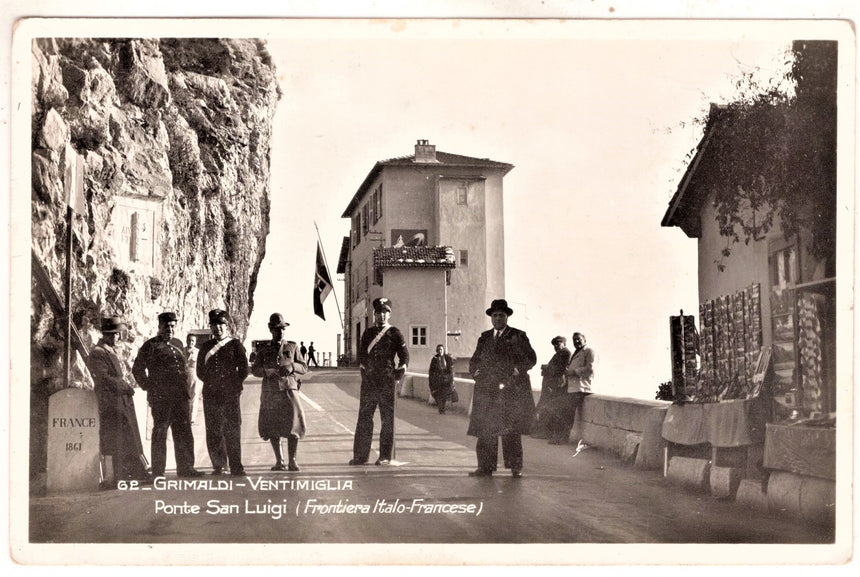 Cartolina antica Grimaldi Ventimiglia confine italo francese