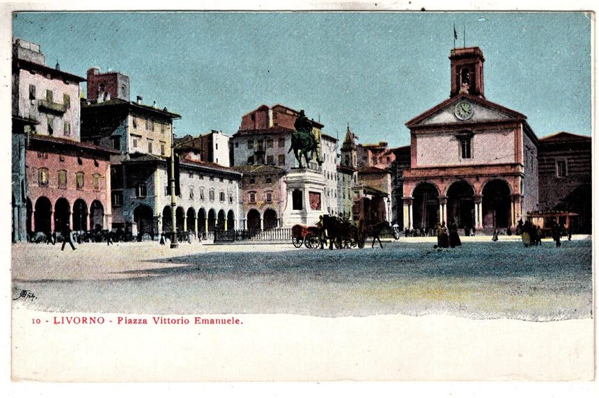 Cartolina antica Livorno piazza Vittorio Emanuele