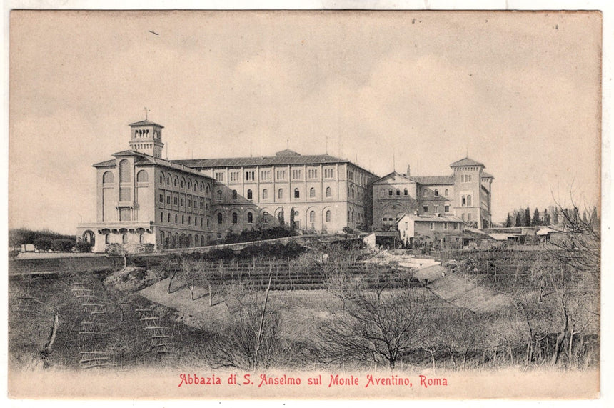 Cartolina antica Roma Abbazia di S. Anselmo sul monte Aventino