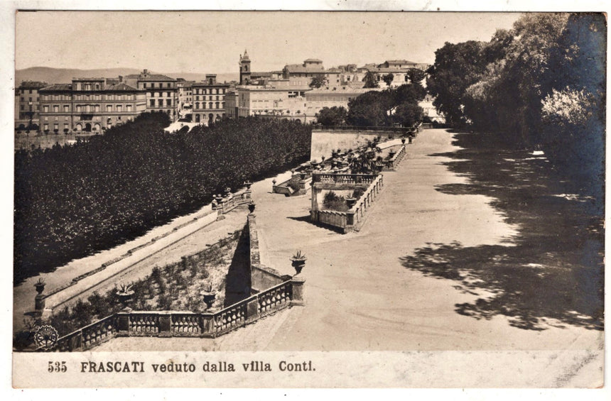 Cartolina antica Frascati veduta dalla villa Conti Foto N.P.G.