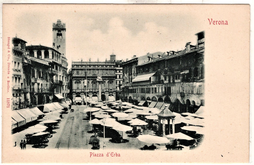 Cartolina antica Verona piazza Erba