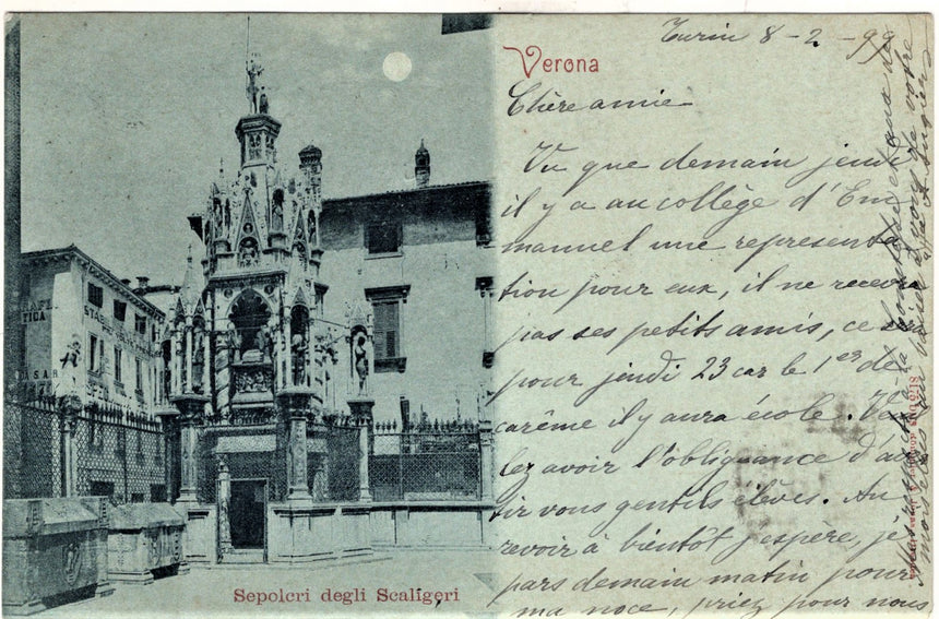 Cartolina antica Verona sepolcri degli Scaligeri