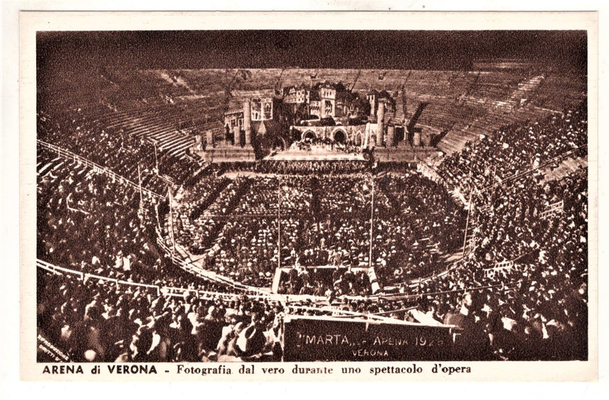 Cartolina antica Verona Arena foto opera Metistofele 3-8-1937