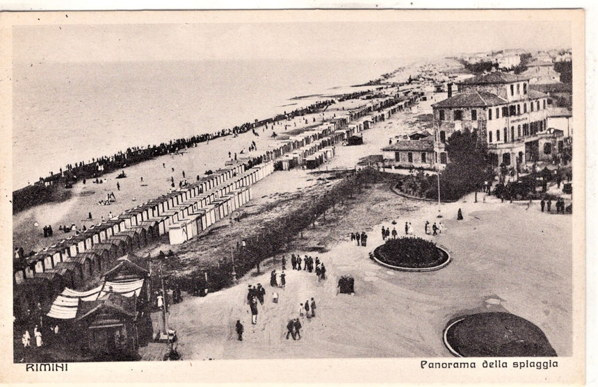 Cartolina antica Rimini la spiaggia