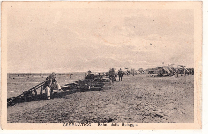 Cartolina antica Cesenatico la spiaggia