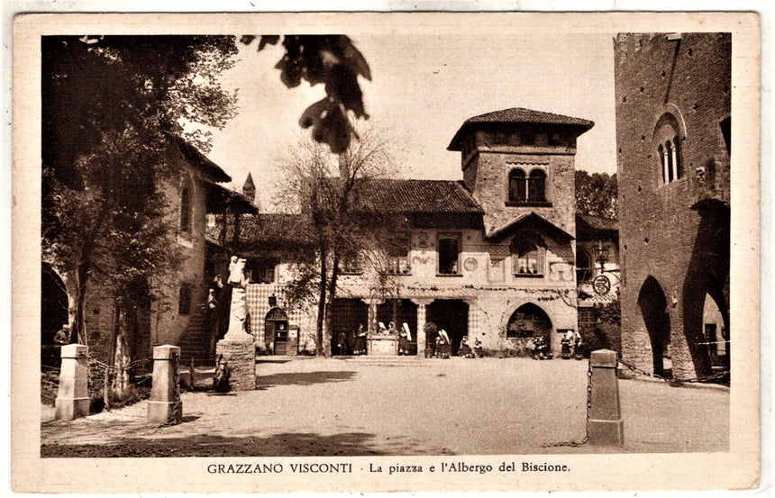 Cartolina antica Grazzano Visconti albergo del Biscone