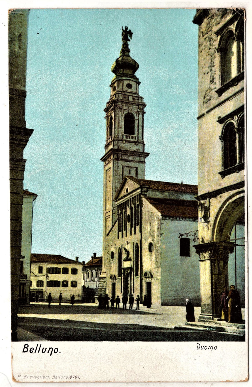 Cartolina antica Belluno il Duomo nel 1900