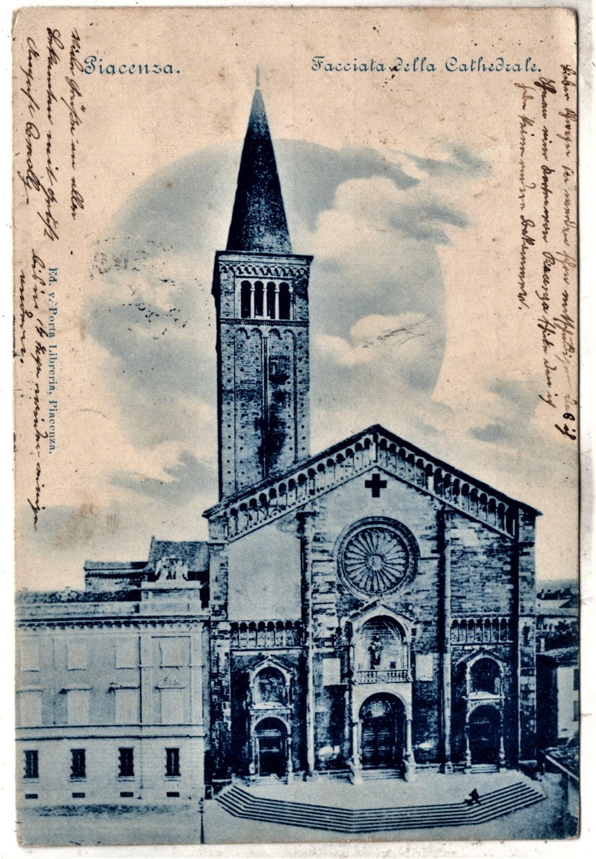 Cartolina antica Piacenza la Cattedrale