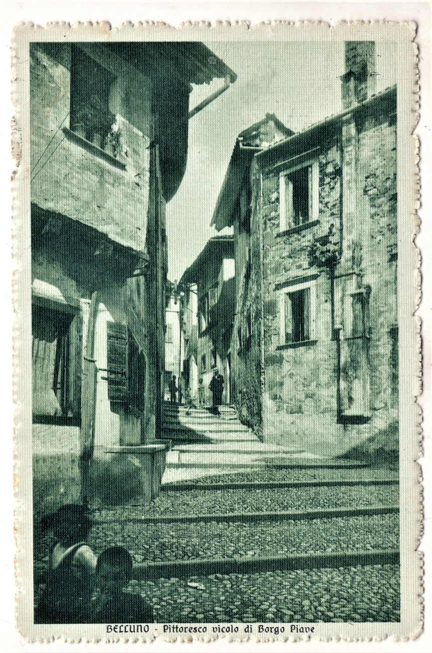 Cartolina antica Belluno vico0lo Borgo Piave