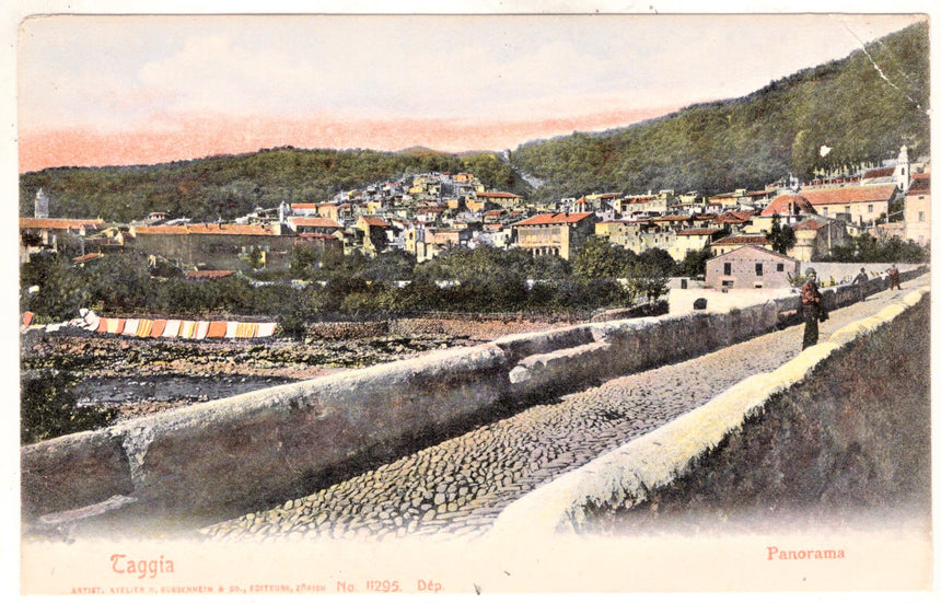 Cartolina antica Taggia Imperia Panorama