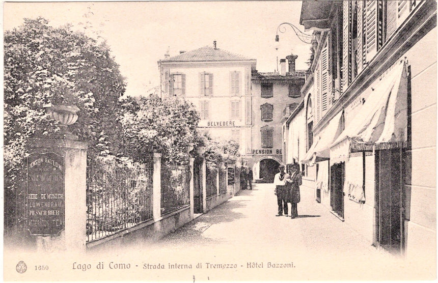 Cartolina antica Tremezzo Hotel Bazzoni pension Belvedere Como