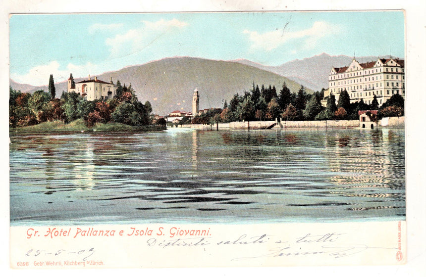 Cartolina antica Hotel Pallanza Isola San Giorgio Novara