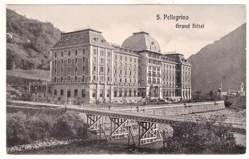 Cartolina antica San Pellegrino Bergamo Grand Hotel