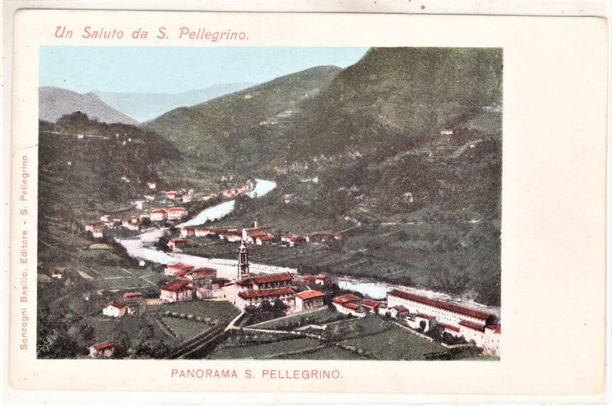 Cartolina antica San Pellegrino Bergamo panorama