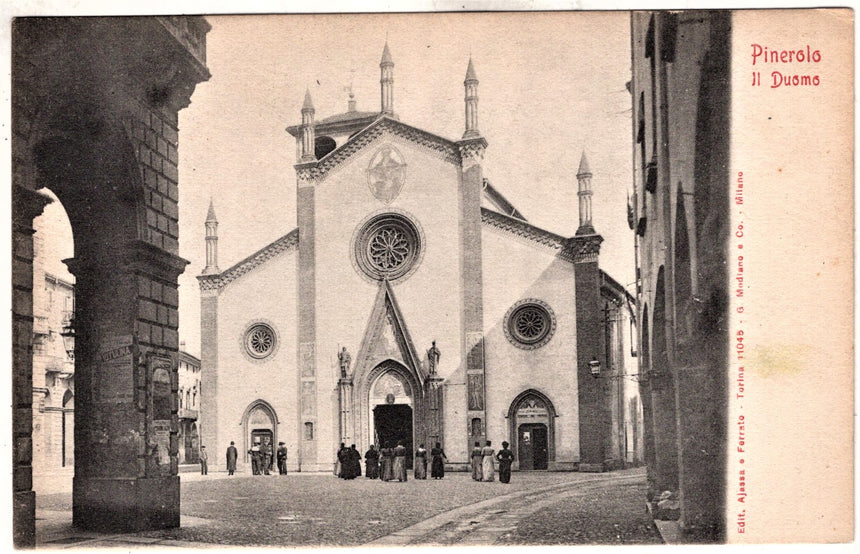 Cartolina antica Pinerolo il Duomo Torino