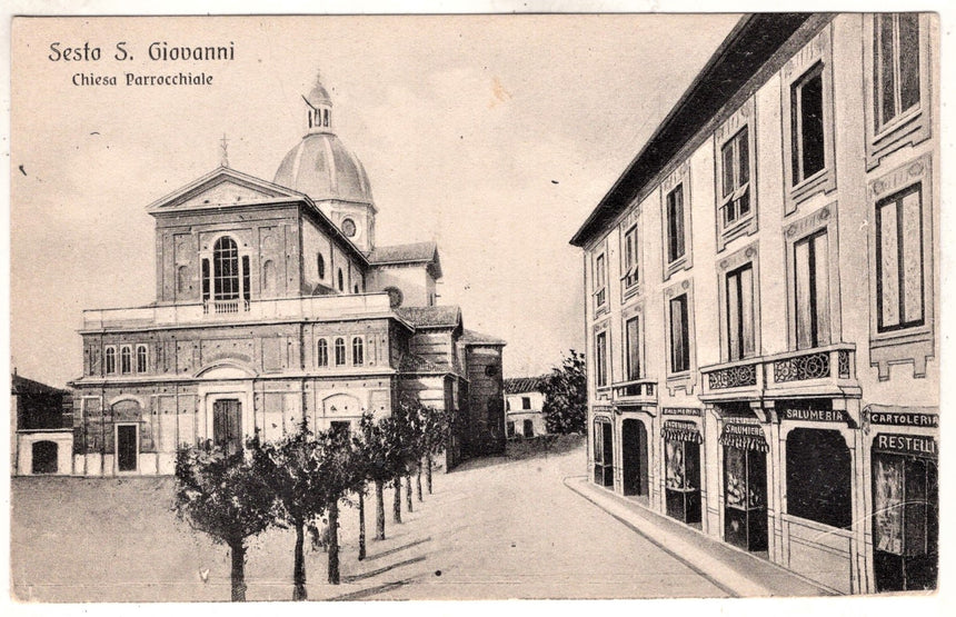 Cartolina antica Sesto San Giovanni la chiesa