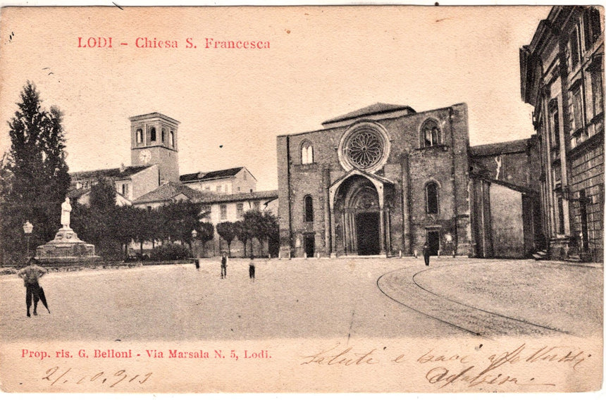 Cartolina antica Lodi Chies San Francesco