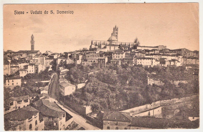 Cartolina antica Siena veduta da San Domenico