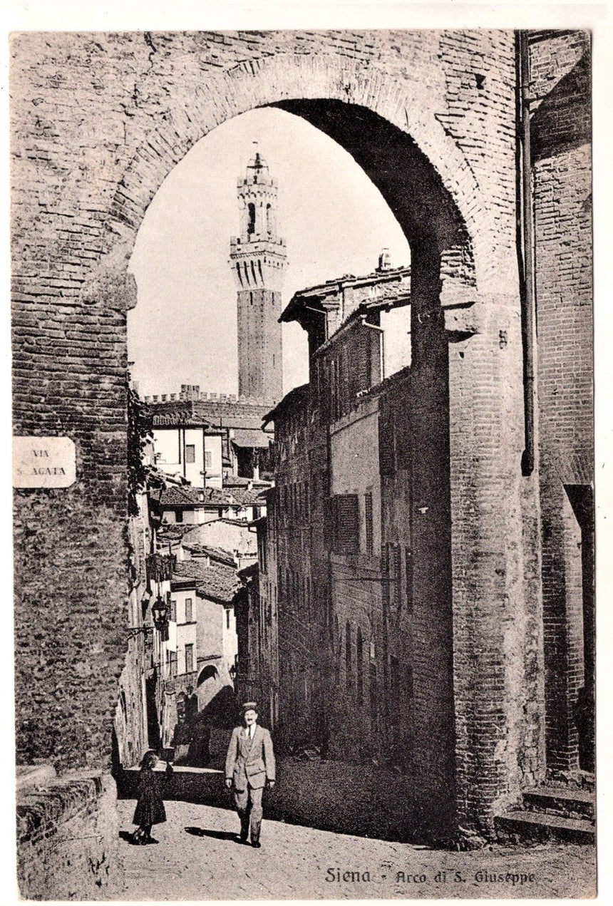 Cartolina antica Siena arco di San Giuseppe