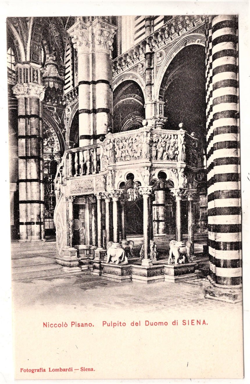 Cartolina antica Siena Niccolo Pisano Pulpito del Duomo