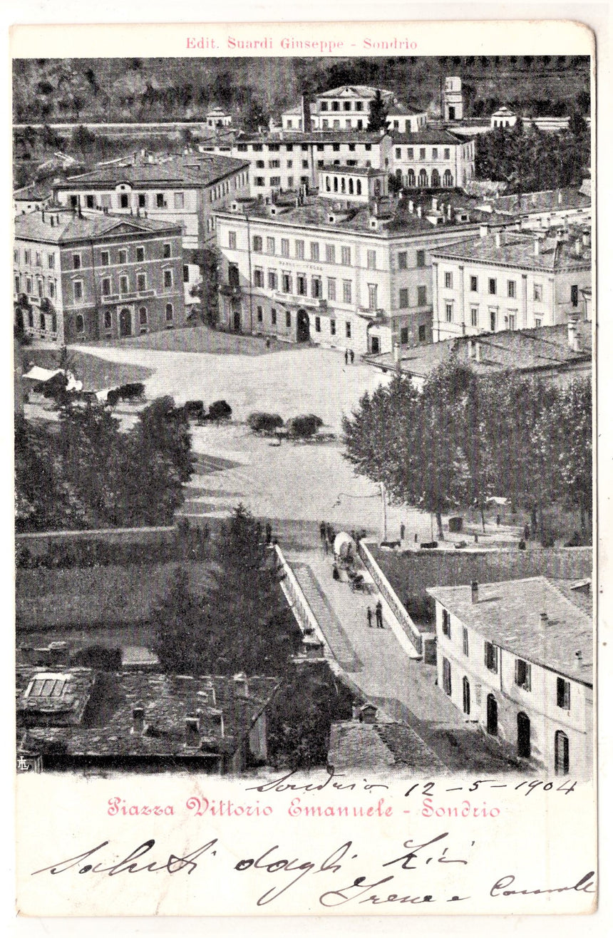 Cartolina antica Sondrio piazza V.Emanuele