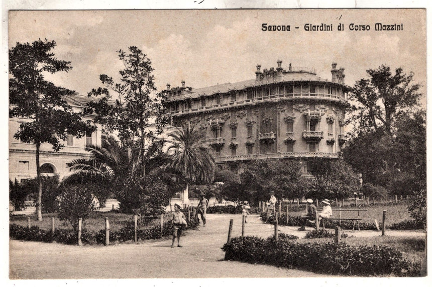 Cartolina antica Savona giardini di corso Mazzini