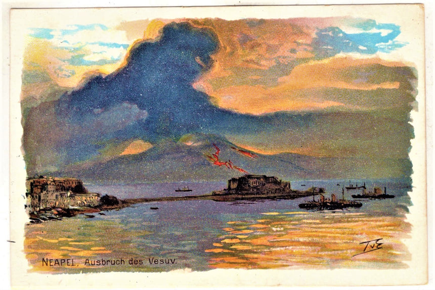 Cartolina antica Napoli con veduta del Vesuvio Norddeutscher Lloyd Bremen