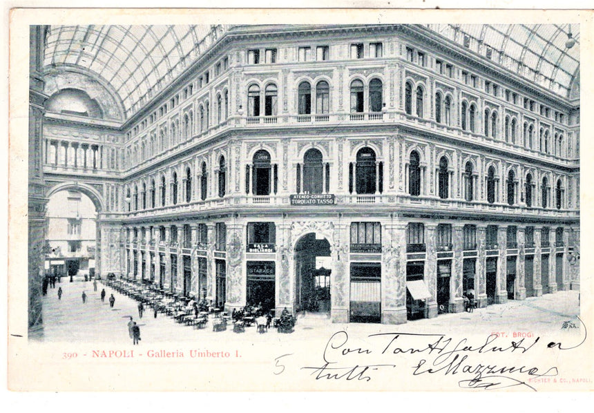 Cartolina antica Napoli Galleria Umberto I interno