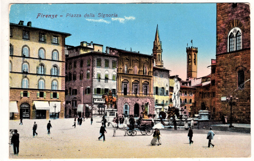 Cartolina antica Firenze Piazza Signoria spedita in zona di guerra