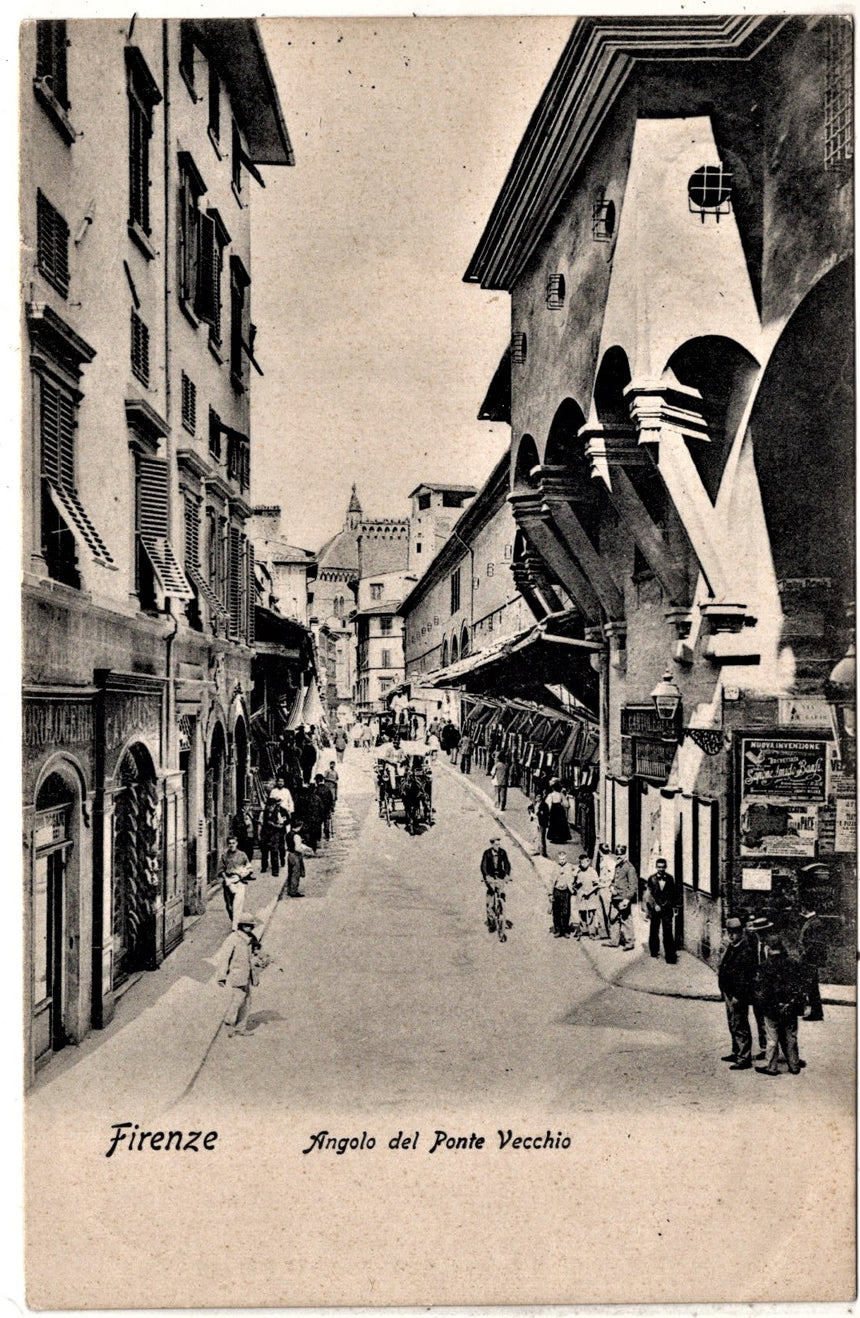 Cartolina antica Firenze angolo del ponte Vecchio