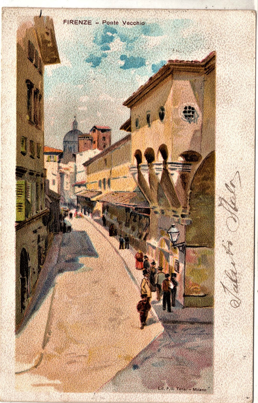 Cartolina antica Firenze ponte vecchio