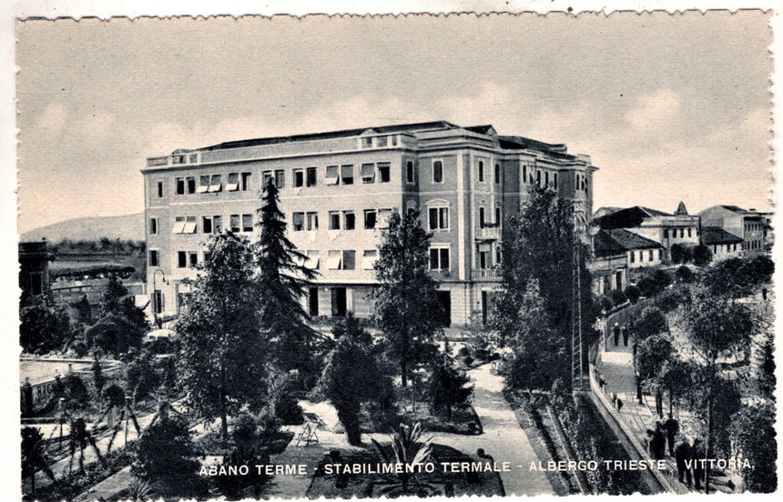 Cartolina antica Abano Terme stabilimento albergo Trieste Vittoria