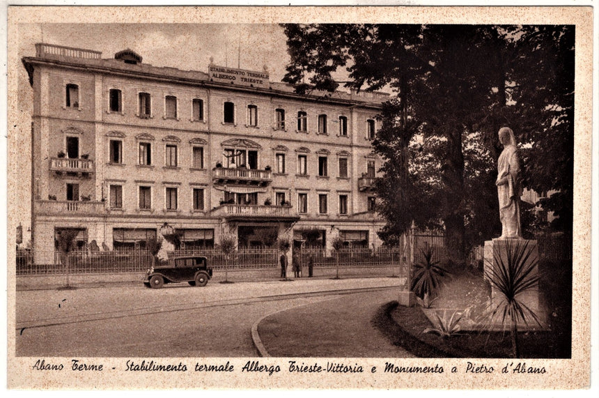 Cartolina antica Abano Terme stabilimento albergo Trieste Vittoria