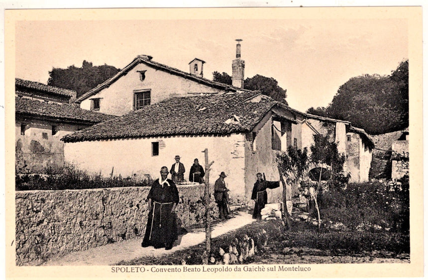 Cartolina antica Spoleto convento Beato Leopoldo sul Monteluco Perugia