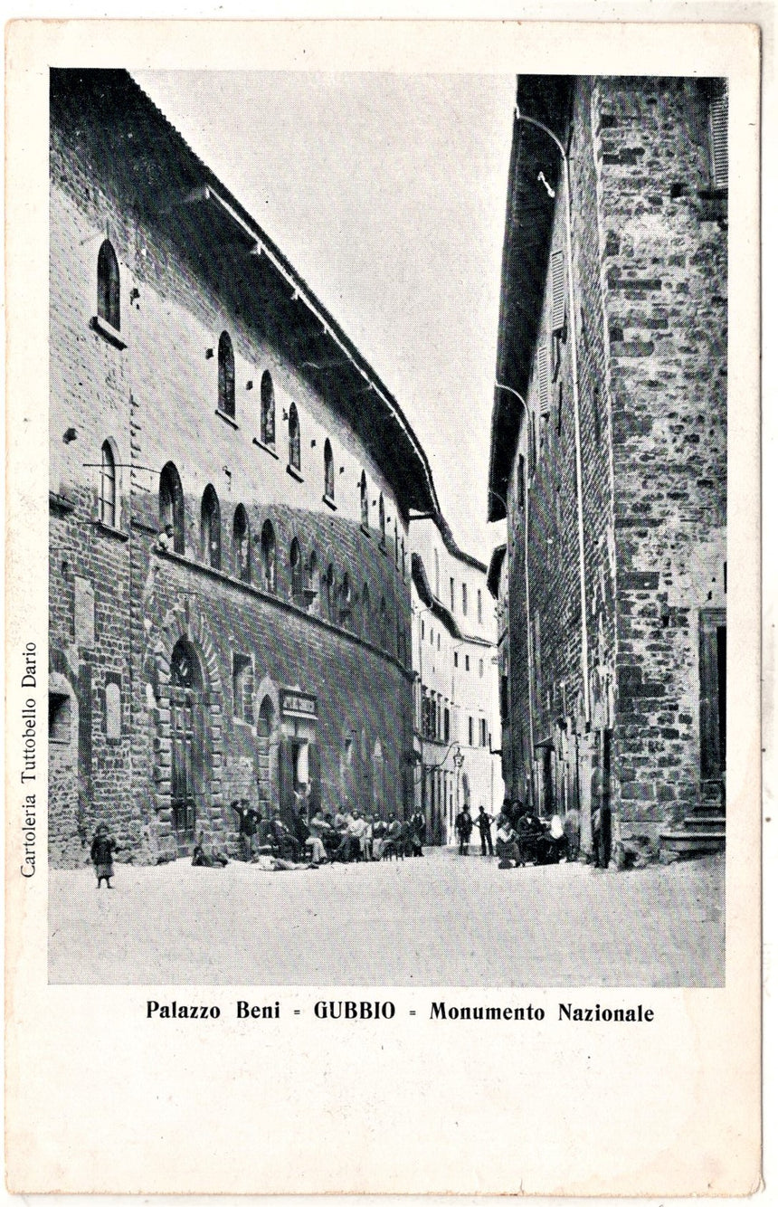 Cartolina antica Gubio Palazzo Beni monumento nazionale Perugia