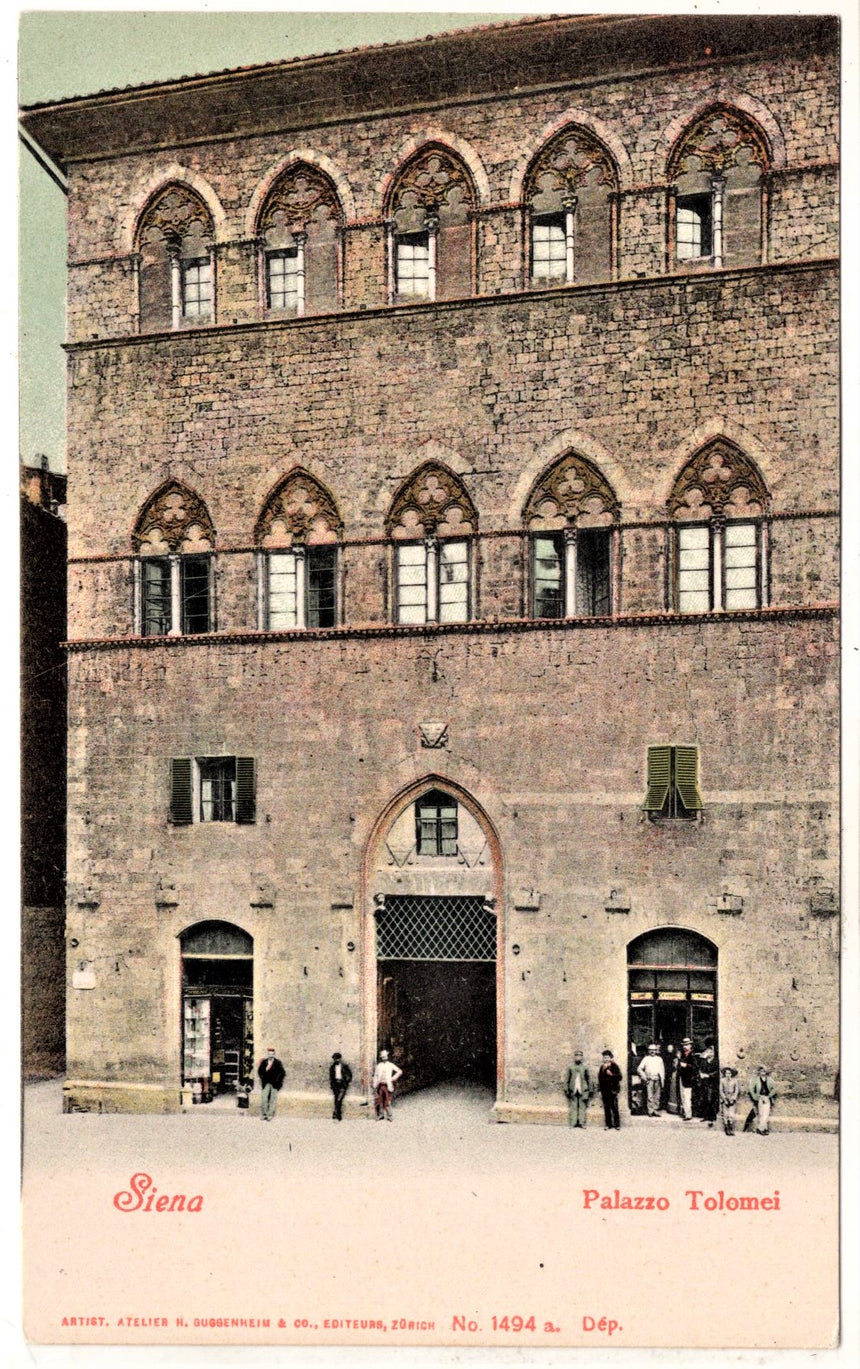 Cartolina antica Siena palazzo Tolomei