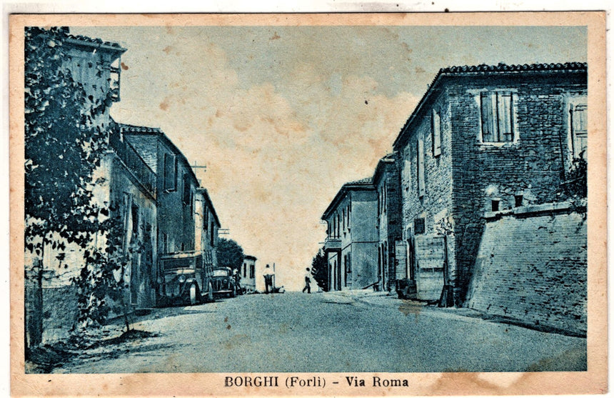 Cartolina antica Borghi via Roma Forli