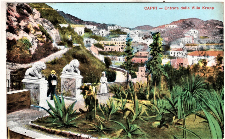 Cartolina antica Capri entrata della Villa Krupp Napoli