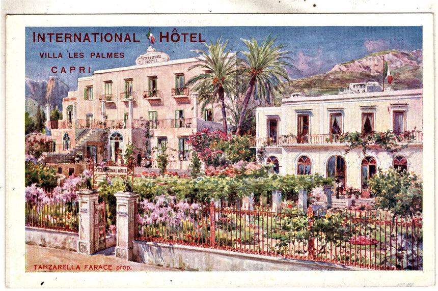 Cartolina antica Capri International Hotel Villa les Palmes T.Farace prop.