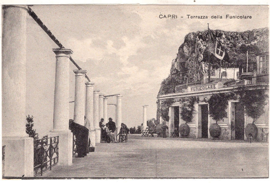 Cartolina antica Capri Terrazza della funicolare