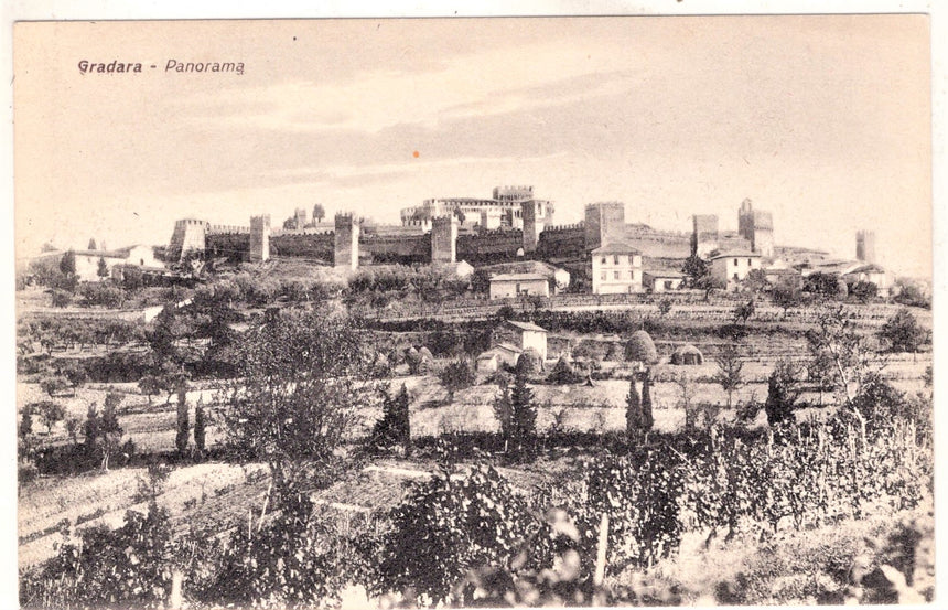 Cartolina antica Gradara panorama Pesaro