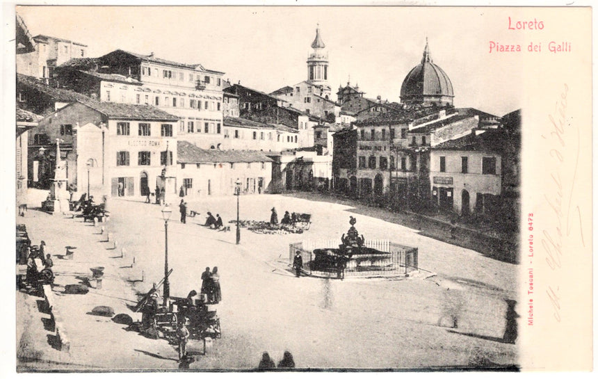 Cartolina antica Loreto piazza dei Galli