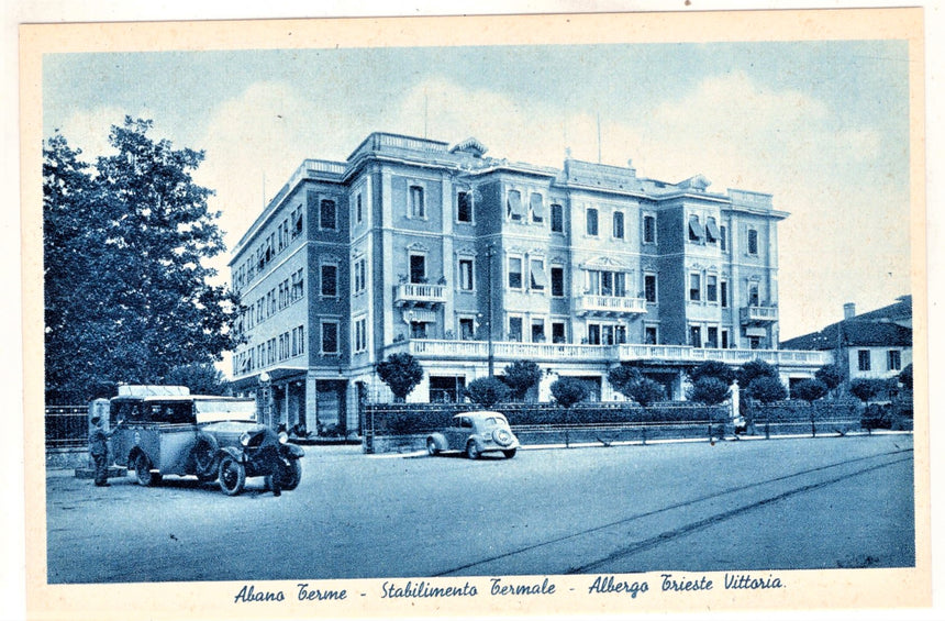 Cartolina antica Abano Terme stabilimento albergo Trieste Vittoria